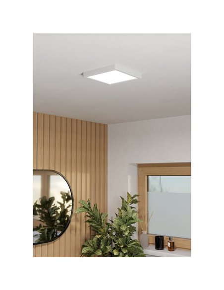 Plafón LED baño de superficie cuadrado blanco FUEVA 6 220×220mm, 10,5W 1200Lm, CCT (2700K-4000K-6500K), IP44