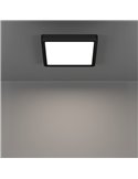 Downlight LED de superficie para baños cuadrado negro FUEVA 6, 220×220mm, 10,5W 1200Lm, CCT (2700K-4000K-6500K), IP44