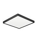 Downlight LED de superficie para baños cuadrado negro FUEVA 6, 220×220mm, 10,5W 1200Lm, CCT (2700K-4000K-6500K), IP44