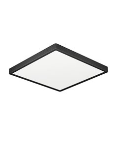 Luminária embutida LED quadrada preta FUEVA 6 para banheiros, 220 x 220 mm, 10,5 W, 1200 Lm, CCT (2700 K, 4000 K, 6500 K), IP44