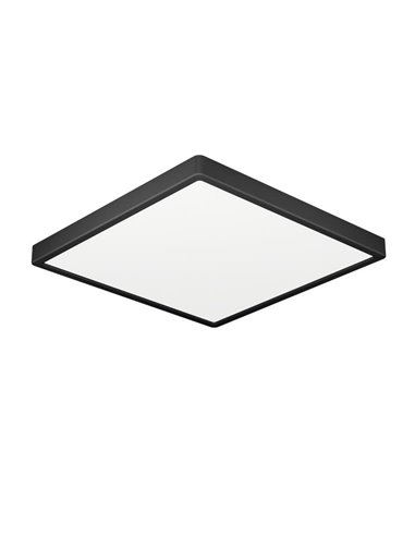Downlight LED de superficie para baños cuadrado negro FUEVA 6, 220×220mm, 10,5W 1200Lm, CCT (2700K-4000K-6500K), IP44