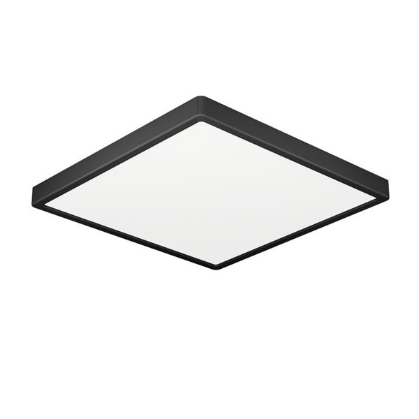 Luminária embutida LED quadrada preta FUEVA 6 para banheiros, 220 x 220 mm, 10,5 W, 1200 Lm, CCT (2700 K, 4000 K, 6500 K), IP44