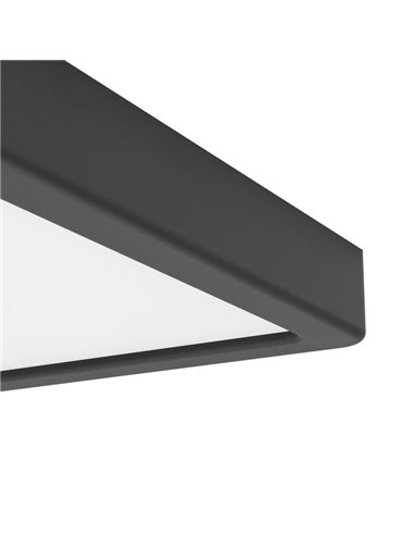 Spot LED carré noir en saillie FUEVA 6 pour salle de bains, 220 x 220 mm, 10,5 W, 1200 lm, CCT (2700 K, 4000 K, 6500 K), IP44