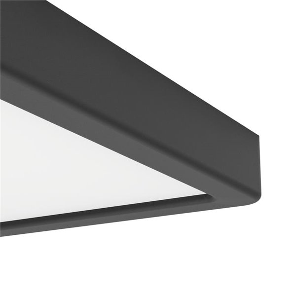 Downlight LED de superficie para baños cuadrado negro FUEVA 6, 220×220mm, 10,5W 1200Lm, CCT (2700K-4000K-6500K), IP44