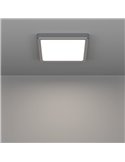 Luminária de teto LED cromada quadrada FUEVA 6 220x220 mm para banheiro, 10,5 W 1200 Lm, CCT (2700 K-4000 K-6500 K), IP44