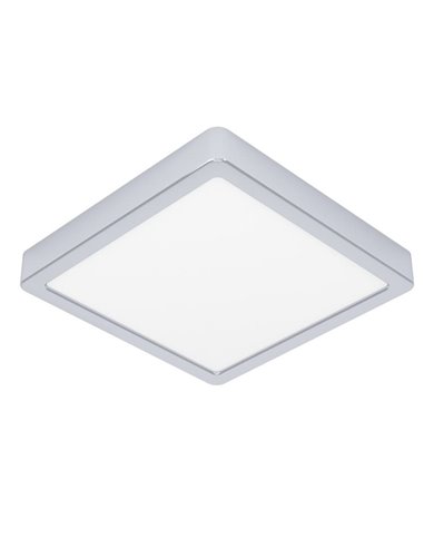 Plafonnier LED carré chromé FUEVA 6 220 x 220 mm pour salle de bain, 10,5 W, 1 200 lm, CCT (2 700 K-4 000 K-6 500 K), IP44