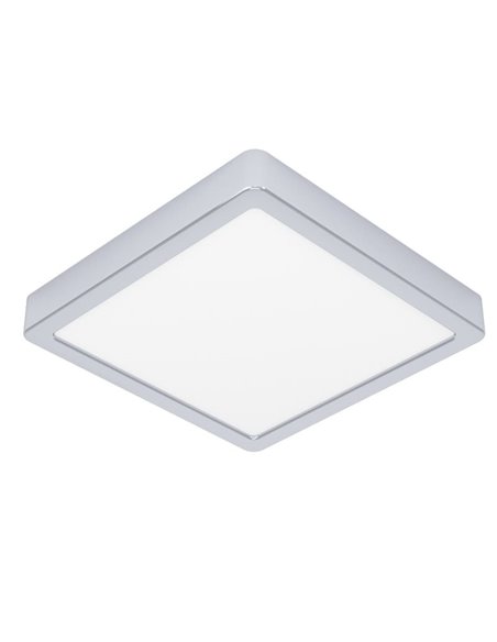 Plafón de techo baño LED cuadrada cromo FUEVA 6 220×220mm, 10,5W 1200Lm, CCT (2700K-4000K-6500K), IP44