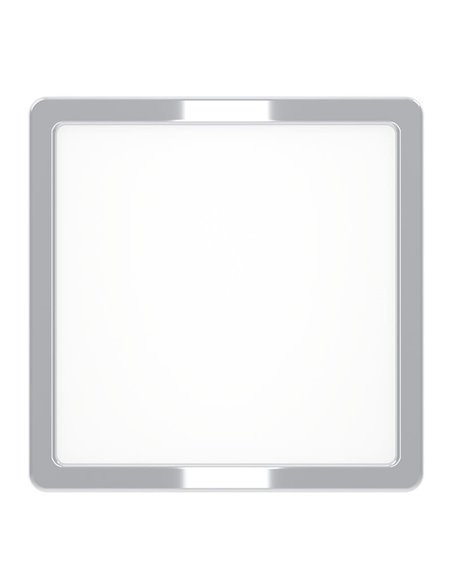 Plafonnier LED carré chromé FUEVA 6 220 x 220 mm pour salle de bain, 10,5 W, 1 200 lm, CCT (2 700 K-4 000 K-6 500 K), IP44