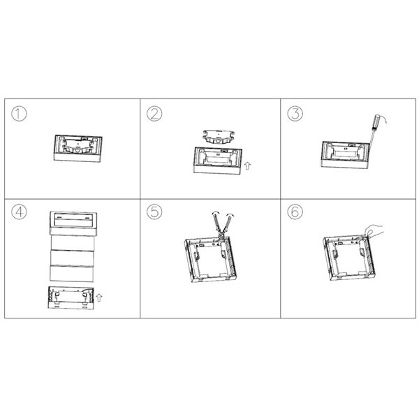 Downlight LED de superficie para baños cuadrado negro FUEVA 6, 220×220mm, 10,5W 1200Lm, CCT (2700K-4000K-6500K), IP44