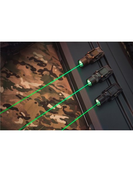 Linterna táctica para arma BALDR Pro R 1350Lm, 200m alcance, láser verde, IPX4 y recargable