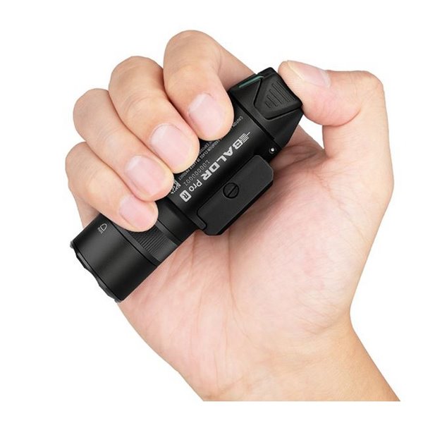 Lanterna tática BALDR Pro R 1350Lm, alcance de 200 m, laser verde, IPX4, recarregável