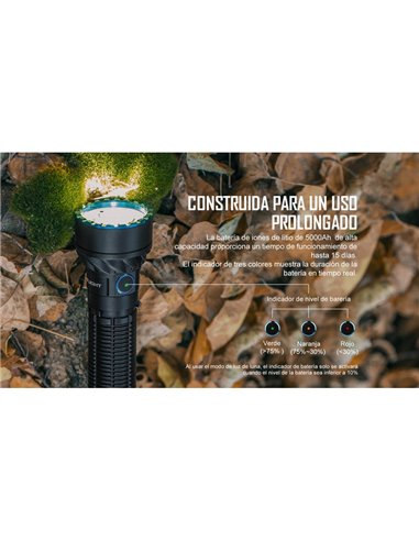 Linterna táctica multicolor FREYR 1.750Lm, 360m alcance, RGB, IPX8 y recargable