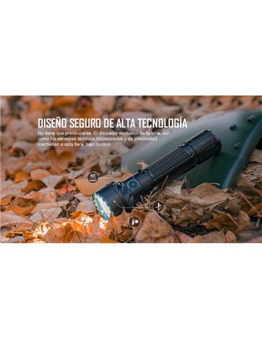 Linterna táctica multicolor FREYR 1.750Lm, 360m alcance, RGB, IPX8 y recargable