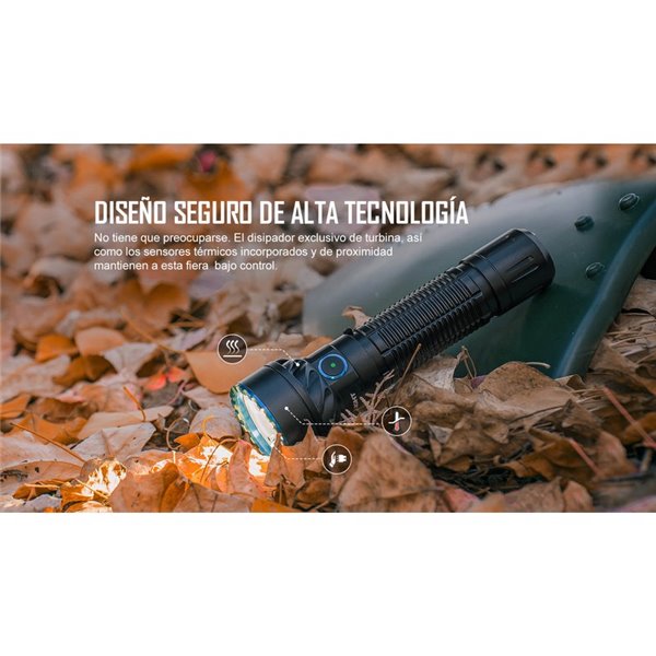 Linterna táctica multicolor FREYR 1.750Lm, 360m alcance, RGB, IPX8 y recargable