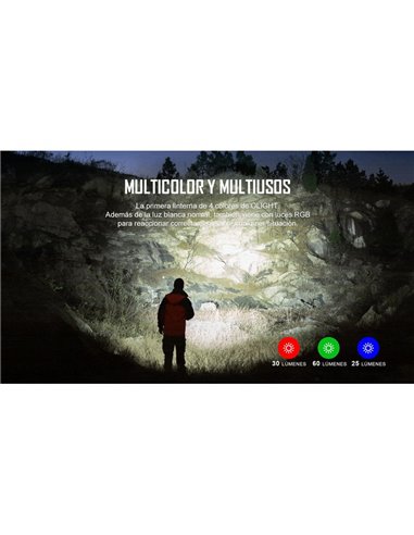 Linterna táctica multicolor FREYR 1.750Lm, 360m alcance, RGB, IPX8 y recargable