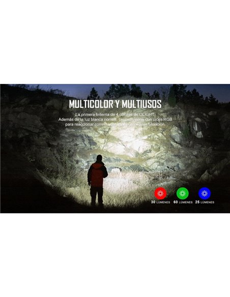 Lanterna tática multicolorida FREYR de 1.750 lm, alcance de 360 m, RGB, IPX8 e recarregável