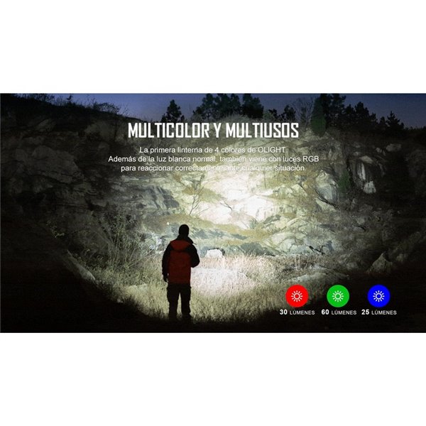 Linterna táctica multicolor FREYR 1.750Lm, 360m alcance, RGB, IPX8 y recargable