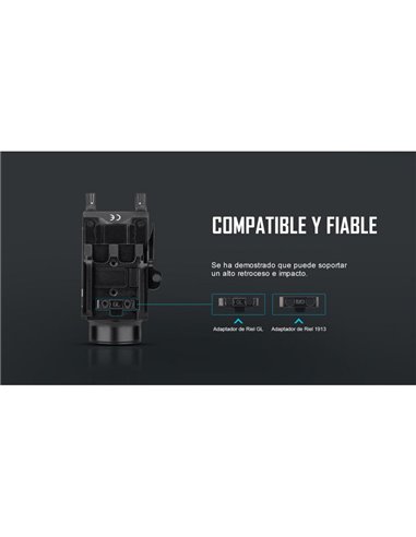 Linterna para arma BALDR S 800Lm con puntero láser verde, 130m alcance, IPX4 y recargable