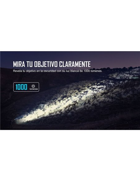 Linterna para arma ODIN GL Mini 1000Lm, 180m alcance, láser verde, IPX4 y Montura Picatinny