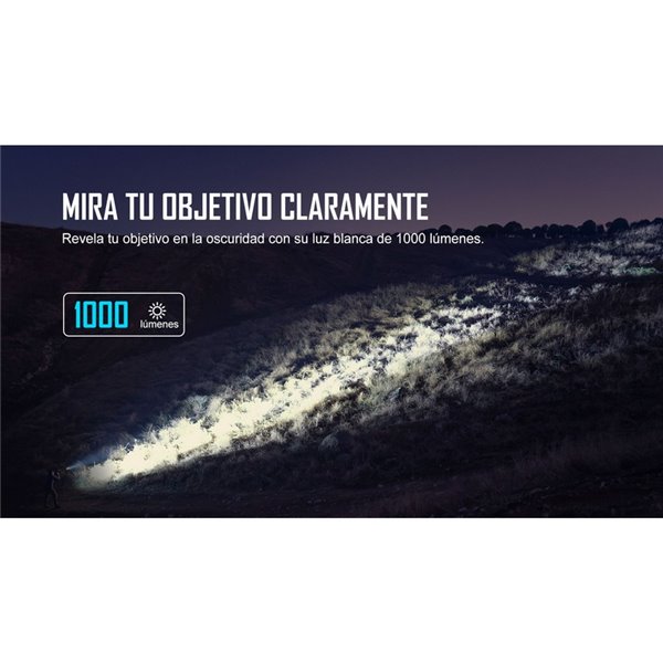 Linterna para arma ODIN GL Mini 1000Lm, 180m alcance, láser verde, IPX4 y Montura Picatinny