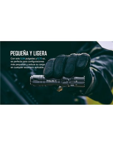 Linterna para arma ODIN GL Mini 1000Lm, 180m alcance, láser verde, IPX4 y Montura Picatinny