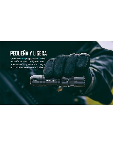 Linterna para arma ODIN GL Mini 1000Lm, 180m alcance, láser verde, IPX4 y Montura Picatinny