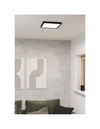 Downlight LED de superficie cuadrado negro FUEVA 6 290×290mm, 14,2W 1800Lm, CCT (2700K-4000K-6500K), IP20