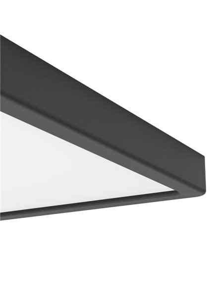 Downlight LED de superficie cuadrado negro FUEVA 6 290×290mm, 14,2W 1800Lm, CCT (2700K-4000K-6500K), IP20
