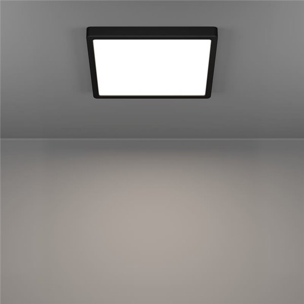 Downlight LED de superficie cuadrado negro FUEVA 6 290×290mm, 14,2W 1800Lm, CCT (2700K-4000K-6500K), IP20