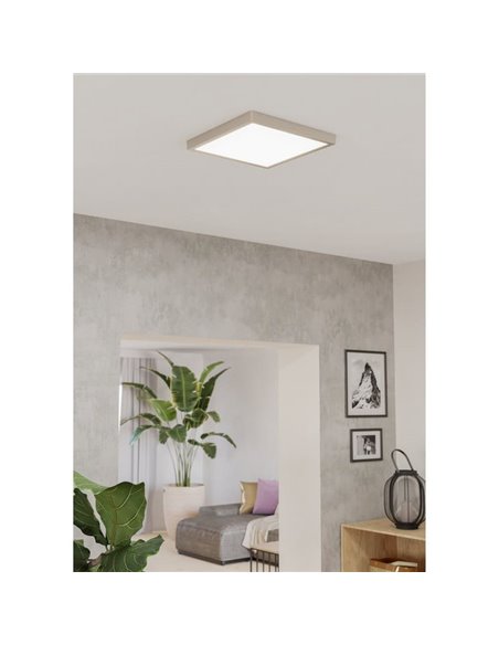 Luminaria LED de techo de superficie FUEVA 6 níquel 290×290mm, 14,2W 1800Lm, CCT (2700K-4000K-6500K), IP20