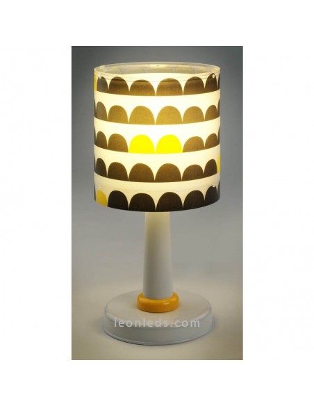 Candeeiro de Mesa Infantil Wonder 1XE14 70651 Mesa-de-cabeceira Branco Preto e Amarelo | Leon Iluminação LED