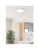 Luminária de teto LED branca para banheiro, FUEVA, 6 quadrados, 290 x 290 mm, 14,2 W, 1800 lm, CCT (2700K-4000K-6500K), IP44