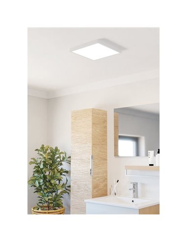 Plafonnier LED carré blanc pour salle de bain FUEVA 6, 290 x 290 mm, 14,2 W, 1800 lm, CCT (2700K-4000K-6500K), IP44