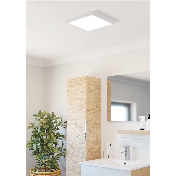 Luminária de teto LED branca para banheiro, FUEVA, 6 quadrados, 290 x 290 mm, 14,2 W, 1800 lm, CCT (2700K-4000K-6500K), IP44
