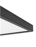 Downlight de superficie LED cuadrado negro FUEVA 6, para baños 290×290mm, 14,2W 1800Lm, CCT (2700K-4000K-6500K), IP44
