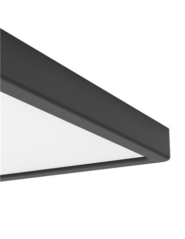 Downlight de superficie LED cuadrado negro FUEVA 6, para baños 290×290mm, 14,2W 1800Lm, CCT (2700K-4000K-6500K), IP44