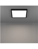 Downlight de superficie LED cuadrado negro FUEVA 6, para baños 290×290mm, 14,2W 1800Lm, CCT (2700K-4000K-6500K), IP44