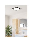 Spot LED carré noir FUEVA 6 pour salle de bain, 290 x 290 mm, 14,2 W, 1 800 lm, CCT (2 700 K-4 000 K-6 500 K), IP44