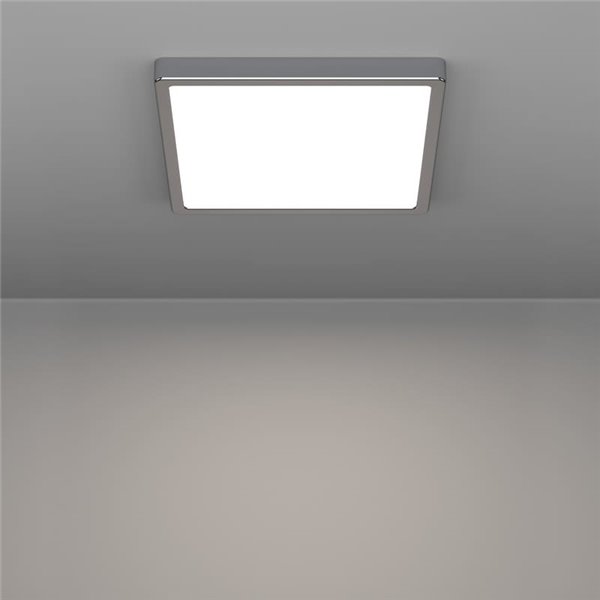 Plafonnier LED carré pour salle de bain, chromé, FUEVA 6, 290 x 290 mm, 14,2 W, 1800 lm, CCT (2700K-4000K-6500K), IP44