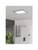 Luminária de teto LED quadrada para banheiro, cromada, FUEVA 6, 290 x 290 mm, 14,2 W, 1800 lm, CCT (2700K-4000K-6500K), IP44