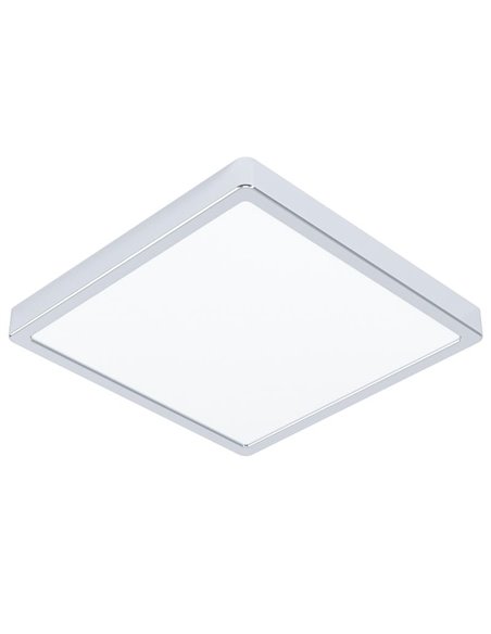 Plafonnier LED carré pour salle de bain, chromé, FUEVA 6, 290 x 290 mm, 14,2 W, 1800 lm, CCT (2700K-4000K-6500K), IP44