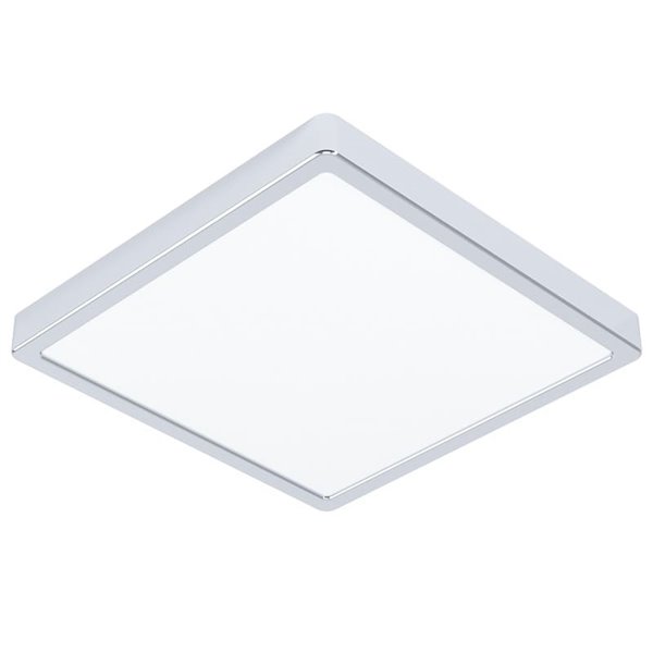 Plafonnier LED carré pour salle de bain, chromé, FUEVA 6, 290 x 290 mm, 14,2 W, 1800 lm, CCT (2700K-4000K-6500K), IP44