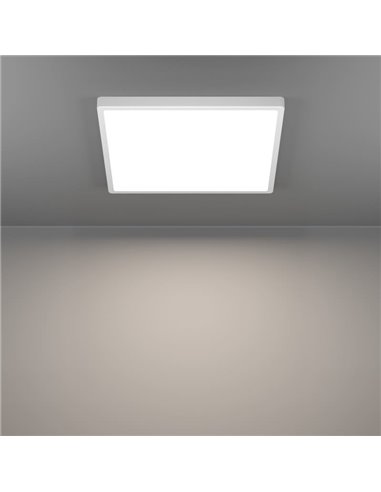 Luminária de teto quadrada branca FUEVA 6 LED para montagem em superfície, 390 x 390 mm, 17,5 W, 2800 lm, CCT (2700K-4000K-6500K