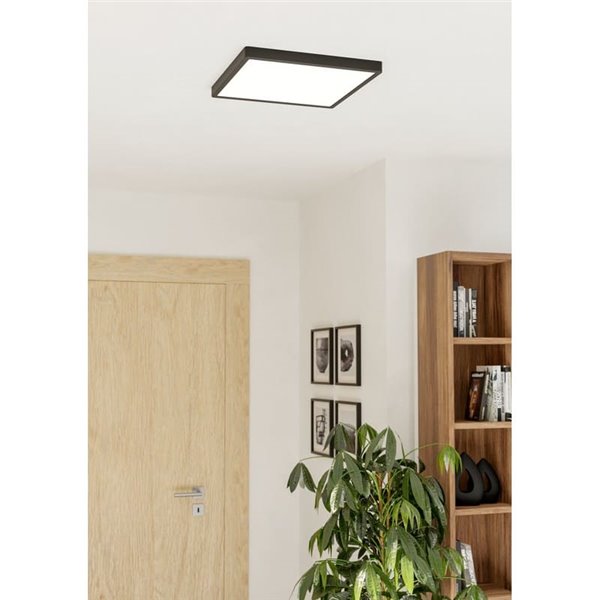 Plafonnier LED carré noir FUEVA 6, 390 x 390 mm, 17,5 W, 2800 lm, CCT (2700K-4000K-6500K), IP20