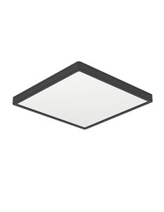 Luminária de teto LED quadrada preta FUEVA 6 para montagem em superfície, 390 x 390 mm, 17,5 W, 2800 lm, CCT (2700K-4000K-6500K)