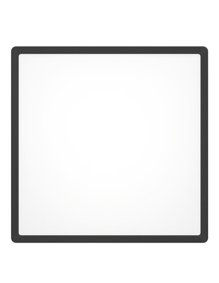 Luminária de teto LED quadrada preta FUEVA 6 para montagem em superfície, 390 x 390 mm, 17,5 W, 2800 lm, CCT (2700K-4000K-6500K)
