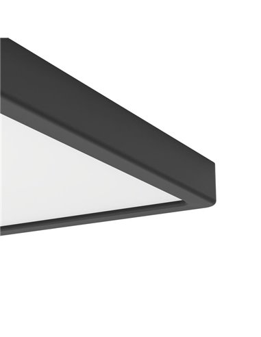 Plafón LED de superficie cuadrado negro FUEVA 6 390×390mm, 17,5W 2800Lm, CCT (2700K-4000K-6500K), IP20