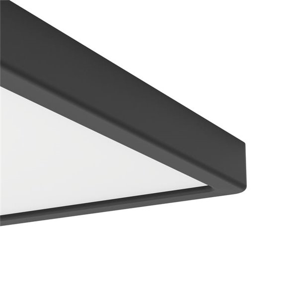 Luminária de teto LED quadrada preta FUEVA 6 para montagem em superfície, 390 x 390 mm, 17,5 W, 2800 lm, CCT (2700K-4000K-6500K)