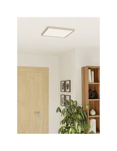 Plafón LED de superficie cuadrado níquel mate FUEVA 6 390×390mm, 17,5W 2800Lm, CCT (2700K-4000K-6500K), IP20