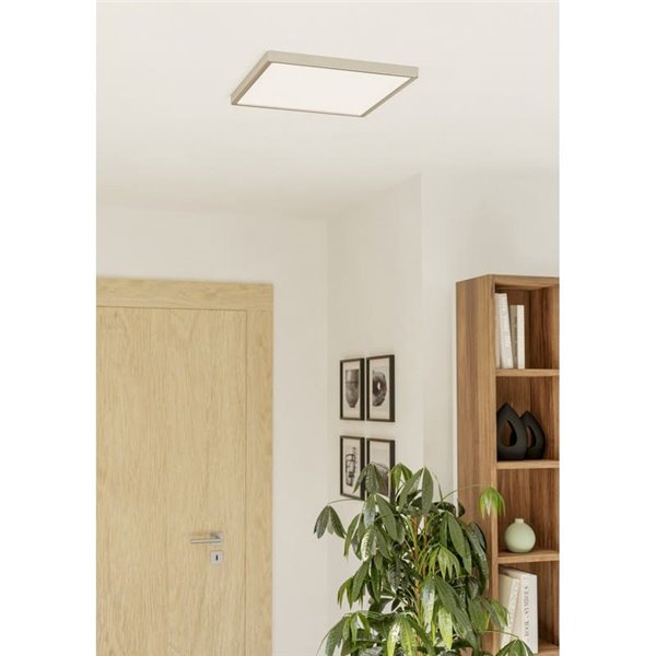Plafón LED de superficie cuadrado níquel mate FUEVA 6 390×390mm, 17,5W 2800Lm, CCT (2700K-4000K-6500K), IP20